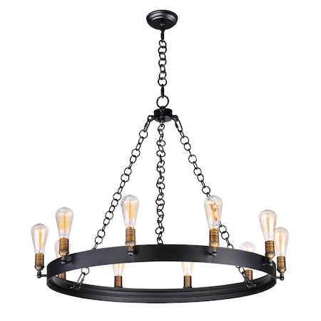 Maxim Lighting Noble 10-Light Chandelier w/Bulbs, Black/Natural Aged Brass 26275BKNAB/BUL